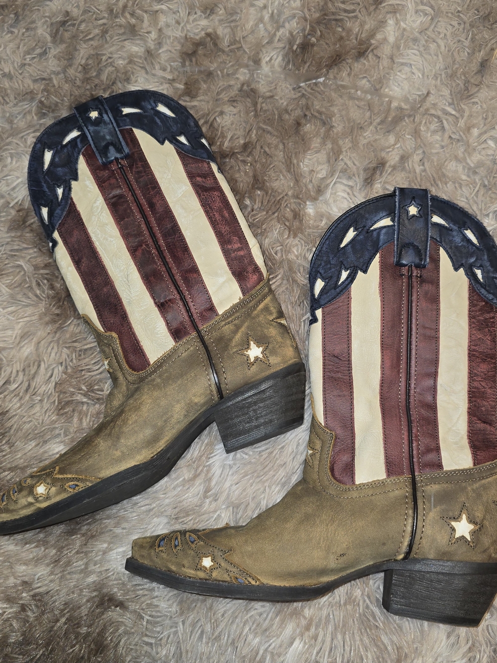 Laredo Keyes 52165 Stars & Stripes Leather Western Cowboy Boots Women’s 7 M